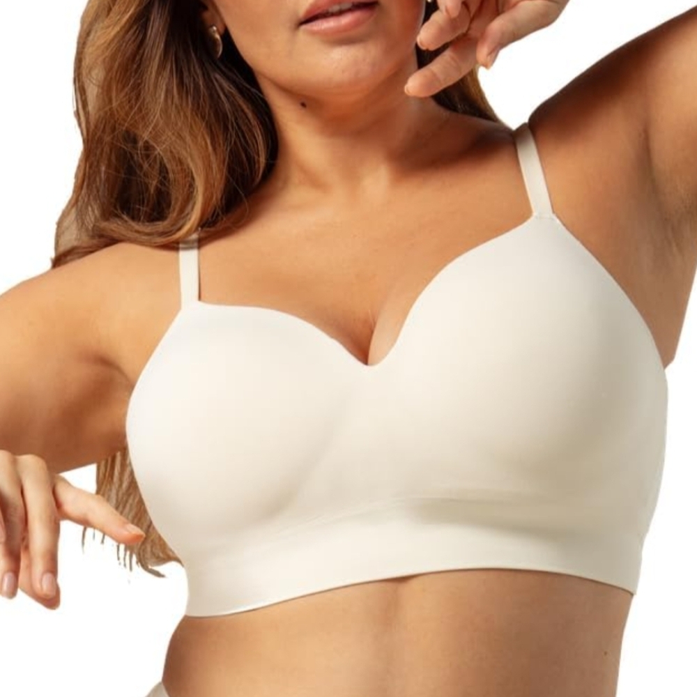 Truekind Nude Tan Supportive Comfort Wireless Shaping Bra Sz L *GUC
